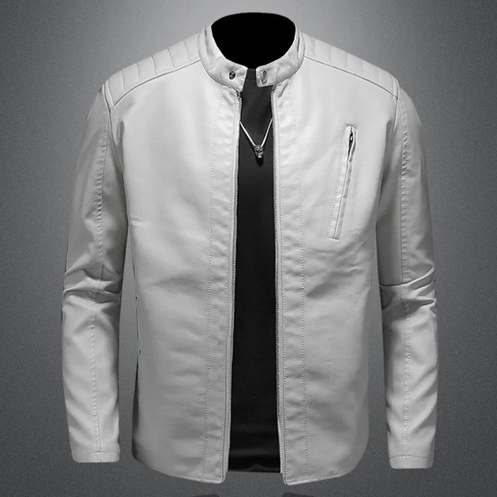 2024 Men Leather Jacket Stand Collar Slim Pu Leather Jacket Autumn Fashion Men  image 0