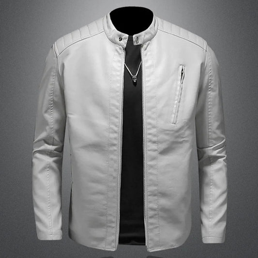 2024 Men Leather Jacket Stand Collar Slim Pu Leather Jacket Autumn Fashion Men  image 0