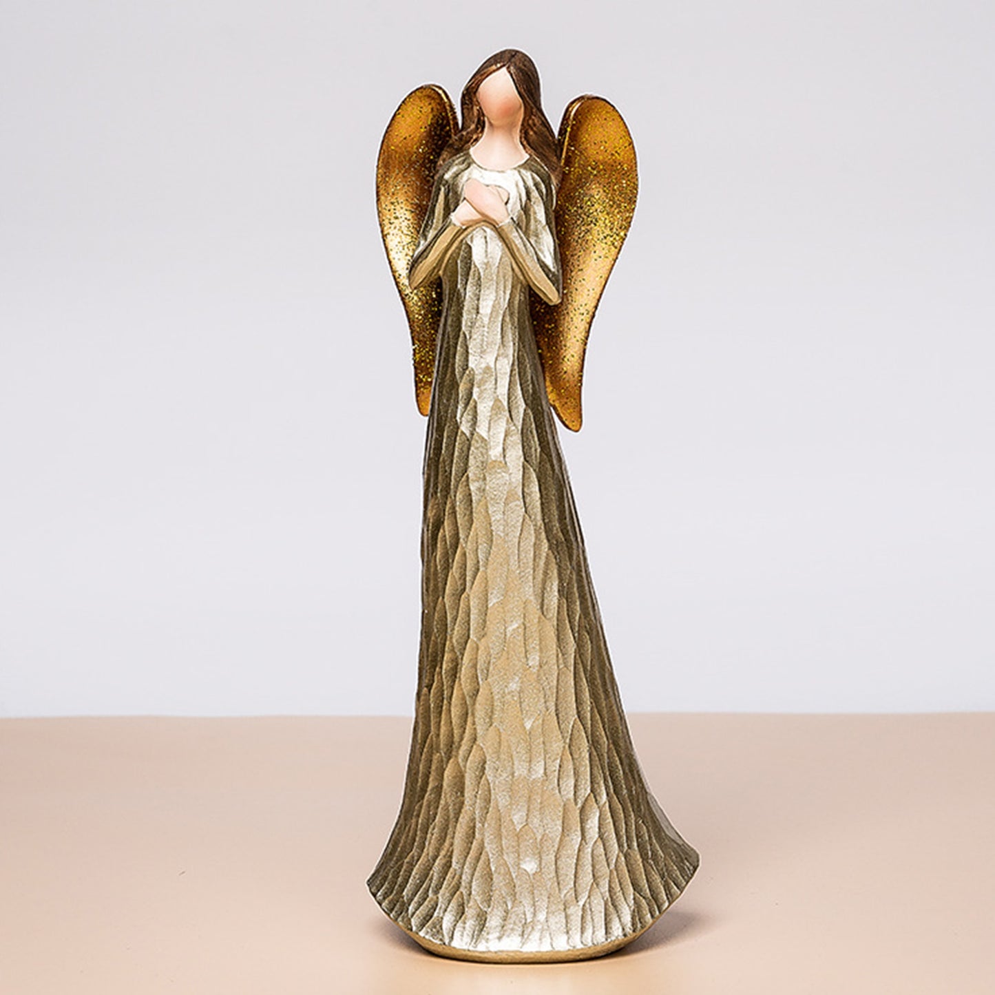 Resin Miniatures Angel Figurines Desktop Ornament Golden Angel Wings Statue Col image 7