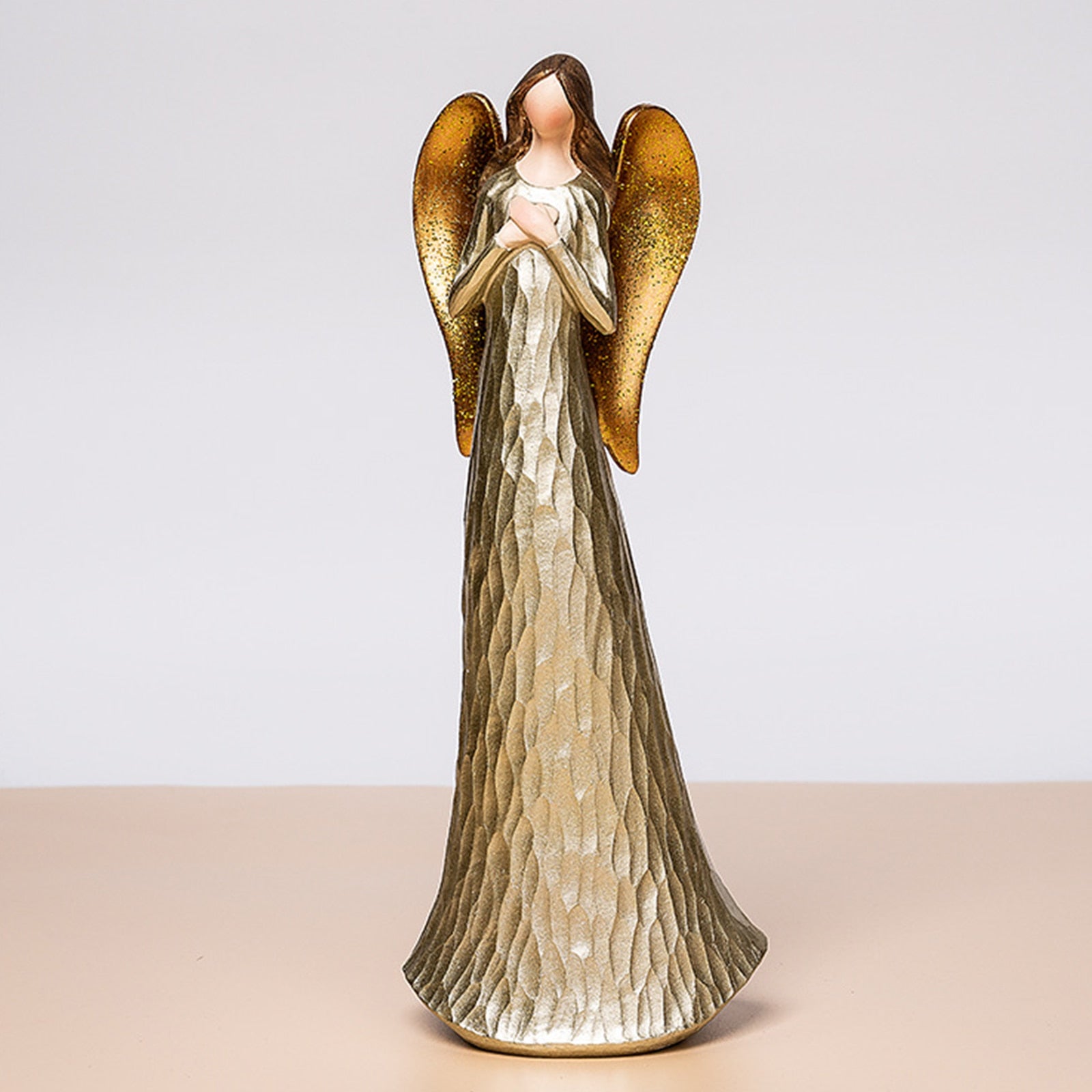 Resin Miniatures Angel Figurines Desktop Ornament Golden Angel Wings Statue Col image 7