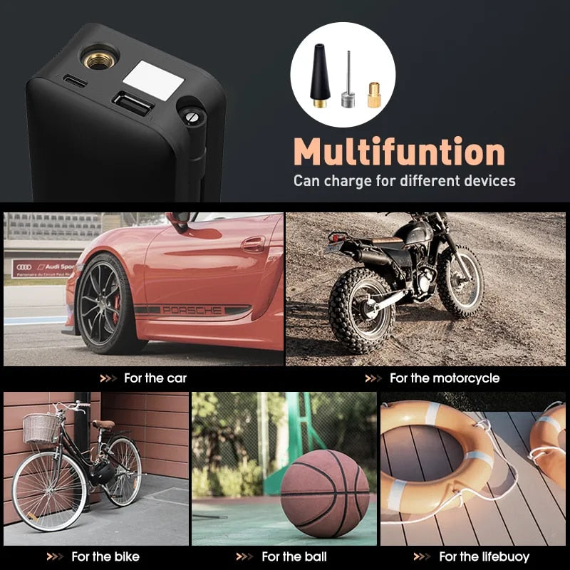 CARSUN Rechargeable Air Pump Tire Inflator Portable Compressor Digital Cordless image 2