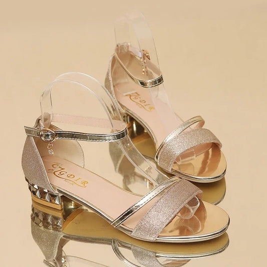 New Fashion Woman Summer Gold Open Toe Sandal Dress Shoes Womens High Heels San image 0