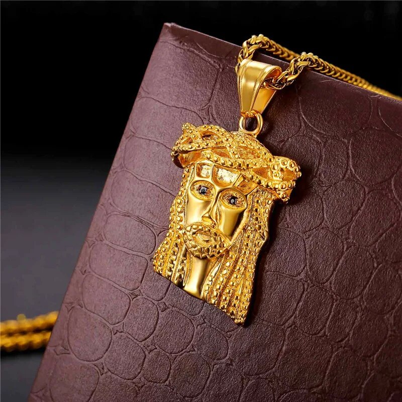 U7 Jesus Piece Christian Necklace Silver/Gold Color Stainless Steel Pendant & C image 5