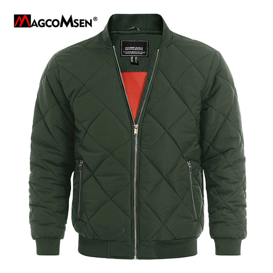 MAGCOMSEN Men's Padded Warm Jackets Fall Winter Rib Full Zip Aviator Jacket Win image 0
