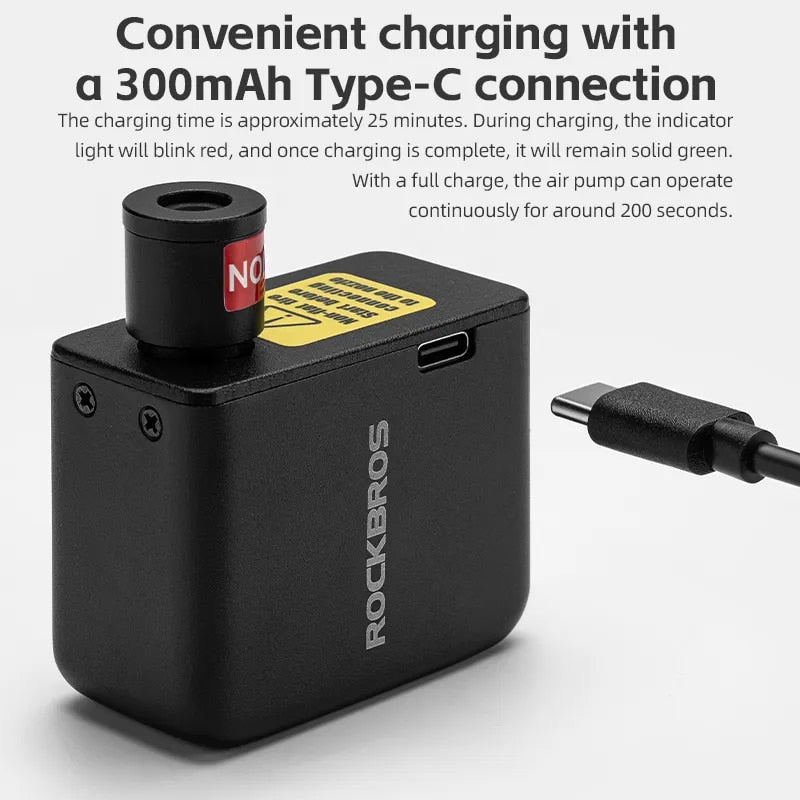 ROCKBROS Mini Electric Air Pump Portable 100PSI Rechargeable Compressor Tire In image 6
