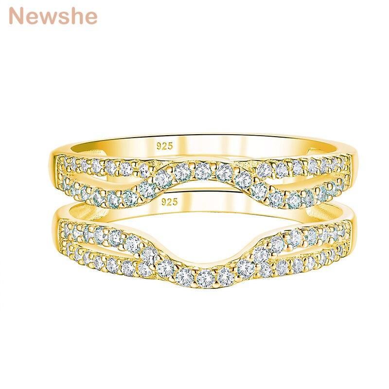 Newshe Multi-tone Gold Color Hollow Wedding Rings For Women Solid 925 image 0