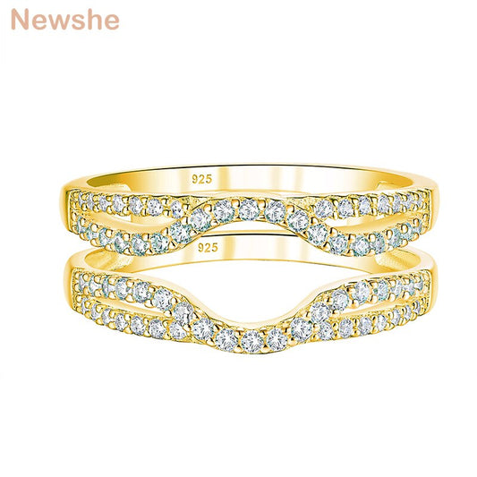 Newshe Multi-tone Gold Color Hollow Wedding Rings For Women Solid 925 image 0