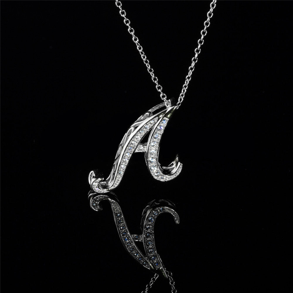 ANDYWEN 925 Sterling Silver Gold Long Chain Alphabet 26 Leter A W Pendant K H I image 40