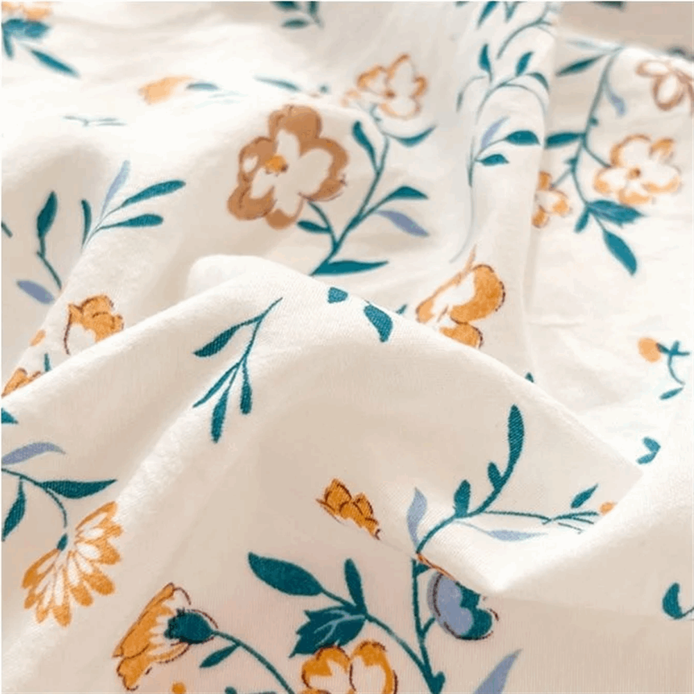 Korean Style Bedding Set Fresh Botanical Kids Adults Leaves Flower Washed Cotto image 5