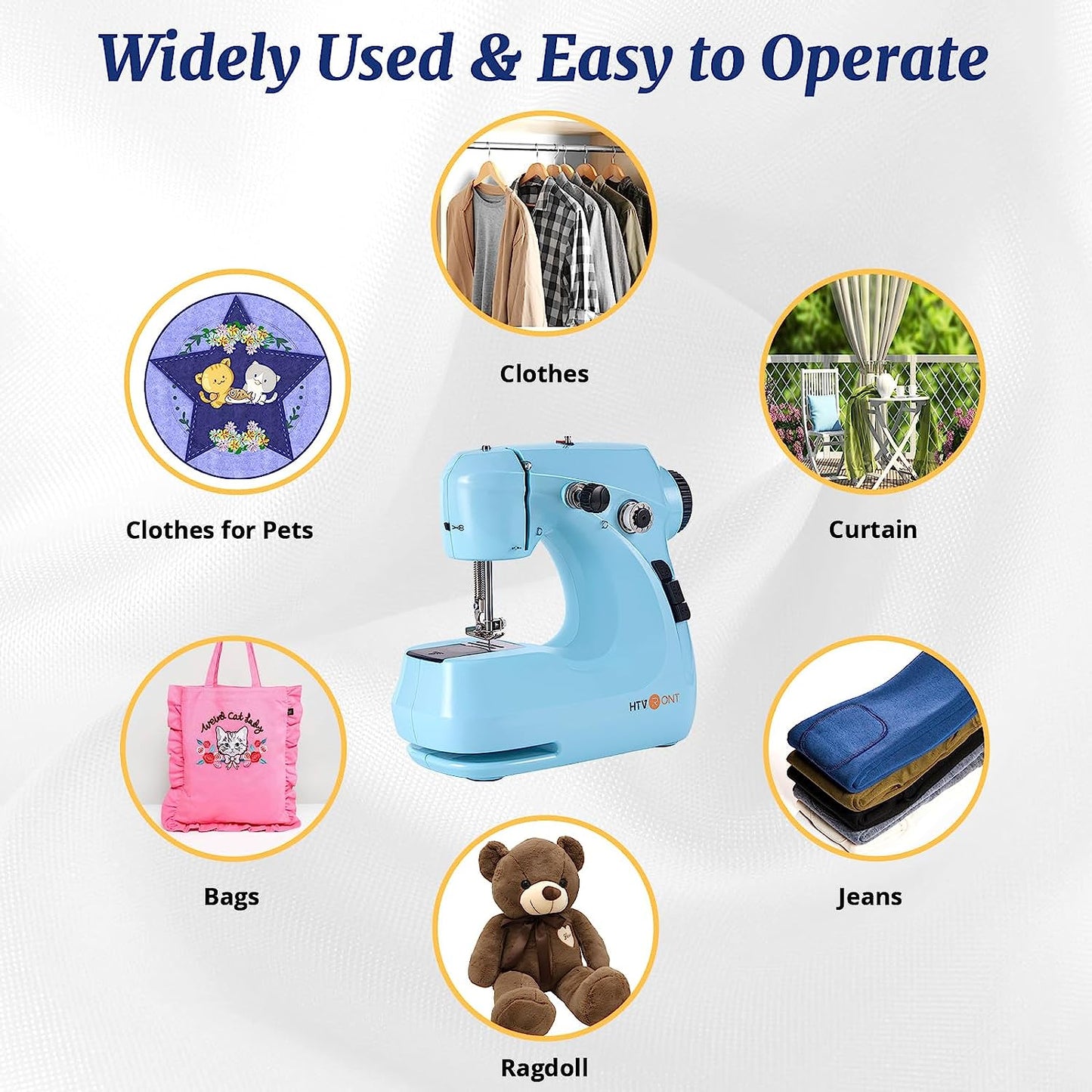 HTVRONT Mini Electric Sewing Machine for Beginners with 42 Pcs Set Portable Hou image 11