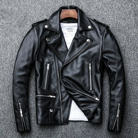 Spring Classical Perfecto Jacket Genuine Leather Motorcycle Jackets Men New Zea image 0