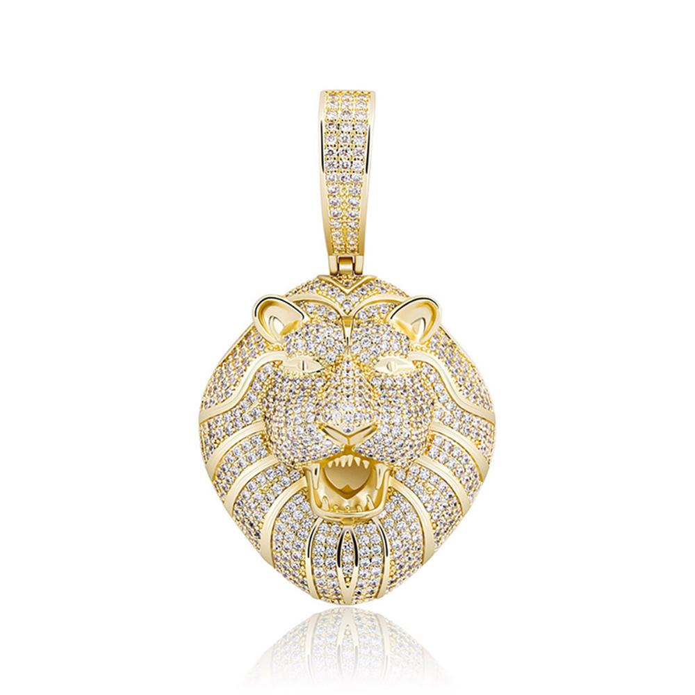 TOPGRILLZ Gold Silver Color Iced Cubic Zirconia Animal Lion Pendant Necklace image 1