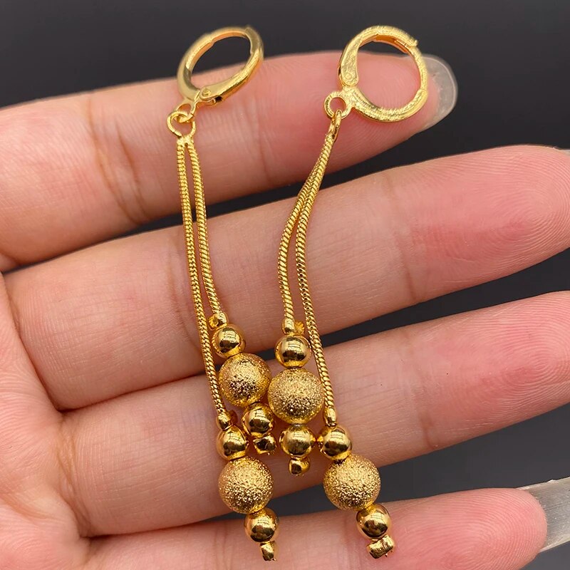 Fashion Charms Ball Sets Gold Color,Small Beads Dubai Necklace Earrings for Wom image 17
