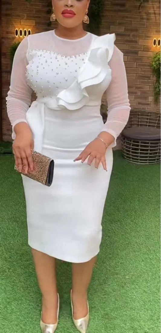 African Wedding Party Dresses Spring African Women Long Sleeve O-neck Polyester image 0