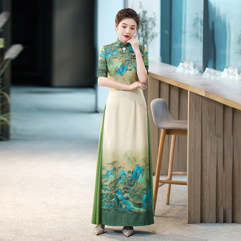 Ao Dai Vietnam Traditional Dress Vintage Qipao Evening Gown China Vietnamese Tr image 8