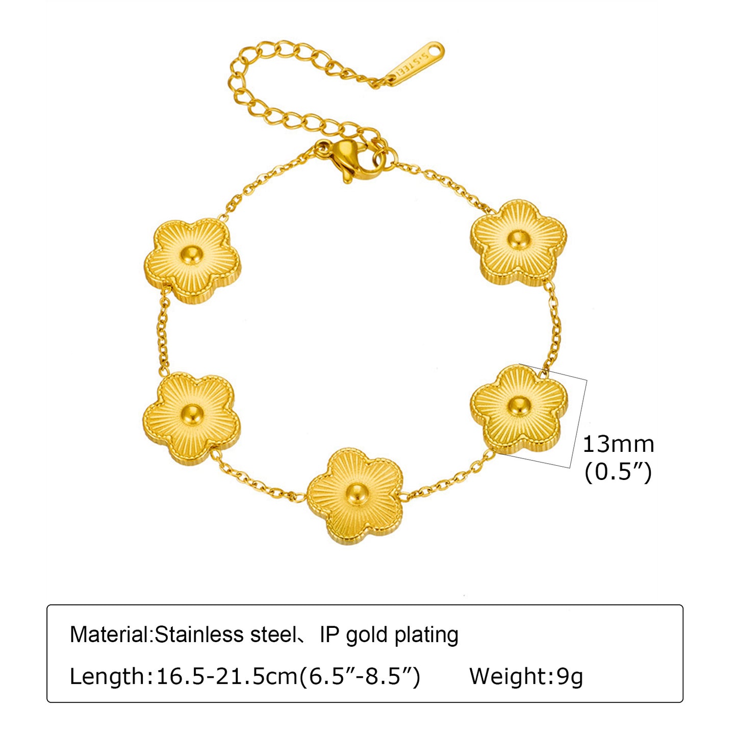 Cubic Zirconia Clover Bracelet for Women18k Gold Plated Link Statement Jewelry image 6