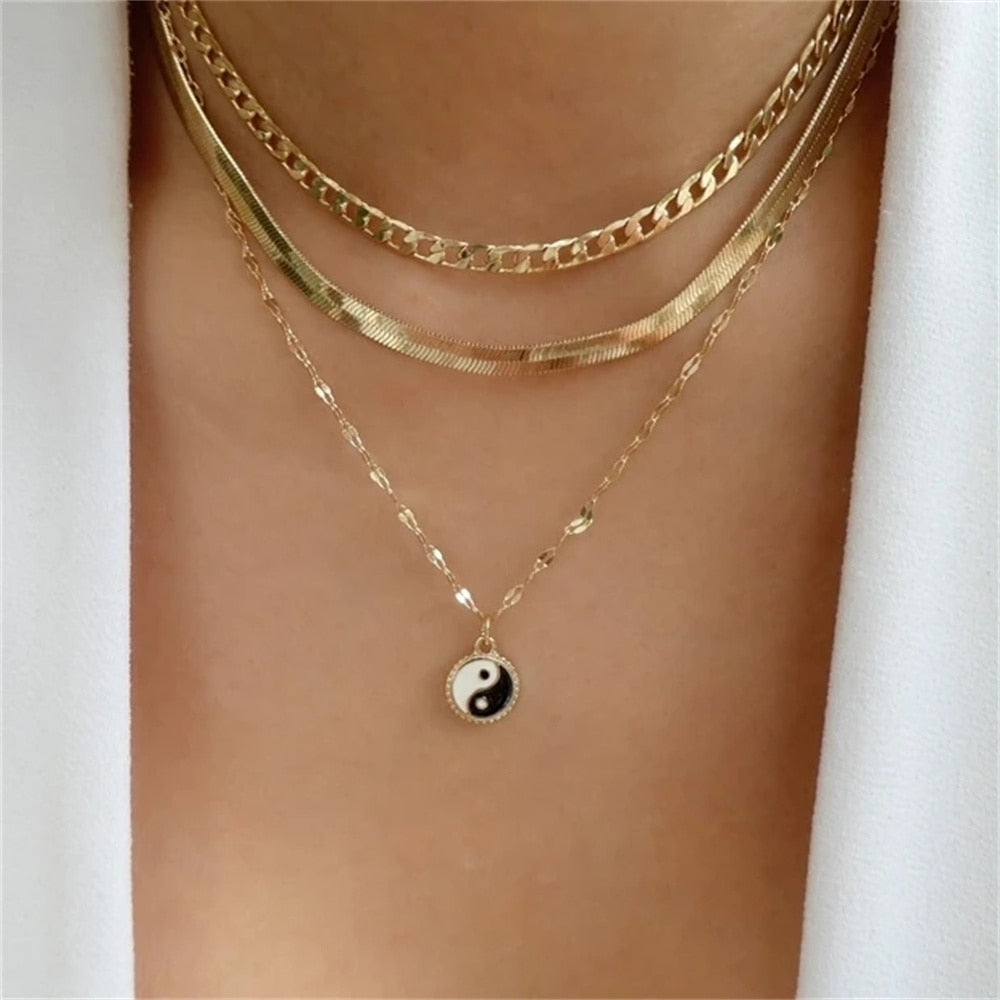 Bls-miracle Fashion Gold Color Heart-Shaped Necklace For Women Trendy Multi-Lay image 9