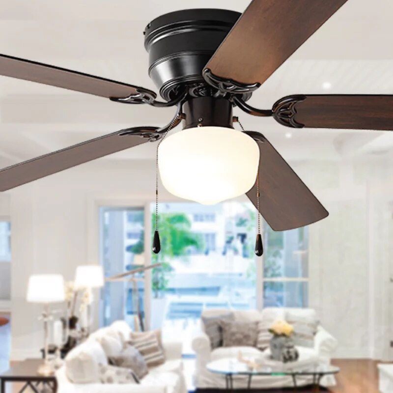 Mainstays 52 inch Hugger Indoor Ceiling Fan with Light Kit, Black, 5 Blades,, R image 0