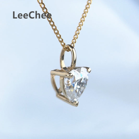 1CT Heart Cut Moissanite Pendant Real 18K Yellow Gold 6.5MM VVS Lab Diamond Nec image 0