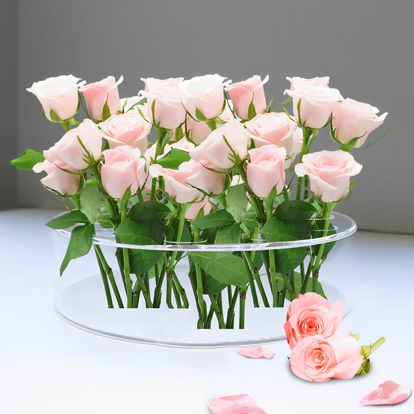 Clear Acrylic Flower Vase Round Floral Centerpiece Dining Table Floral Arrangem image 2