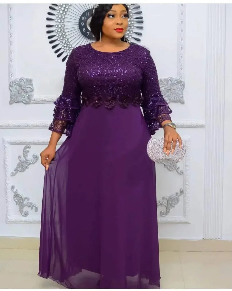 Plus Size African Party Dresses for Women 2024 New Fashion Dashiki Ankara Lace image 7