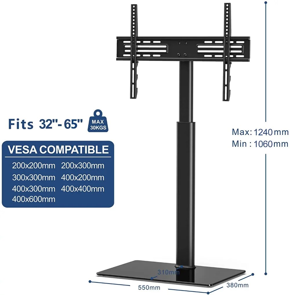 FITUEYES Universal TV Stand Base with Swivel Mount, Corner Floor TV Stand for 3 image 4