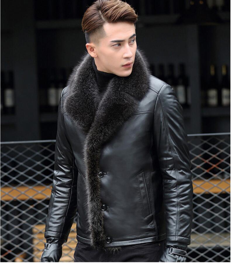 Winter raccoon Fur Leather Jacket Men Size 6XL Suede Leather Jackets Real Fur T image 7