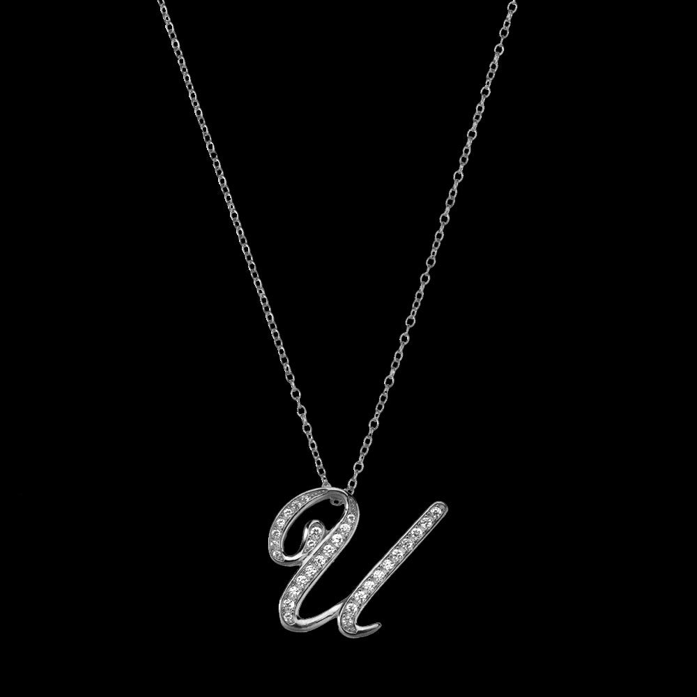 ANDYWEN 925 Sterling Silver Gold Long Chain Alphabet 26 Leter A W Pendant K H I image 46