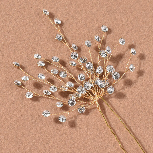 Golden Diamond Hairpin Headdress Comb Back Comb Hair Accessories Bridal image 0
