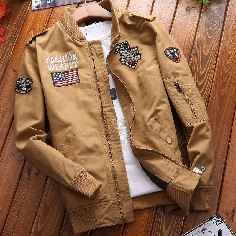 Spring and Autumn Jackets Men American Retro Work Clothes Short Pilot Jackets M image 1