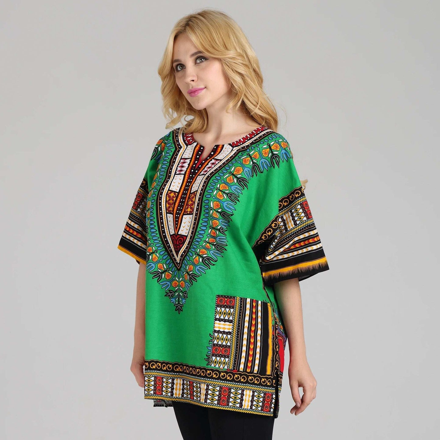 Traditional African Dashiki Shirt in Light Thin Grade Batik Cotton African Cuba image 2