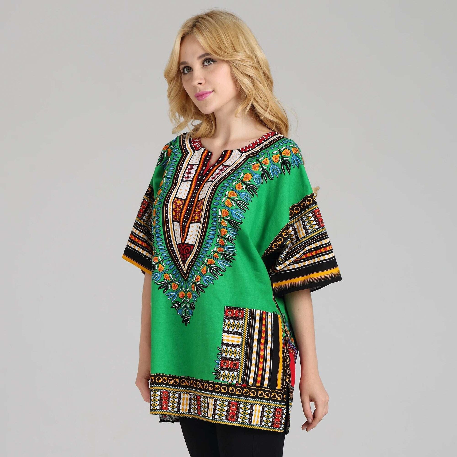 Traditional African Dashiki Shirt in Light Thin Grade Batik Cotton African Cuba image 2