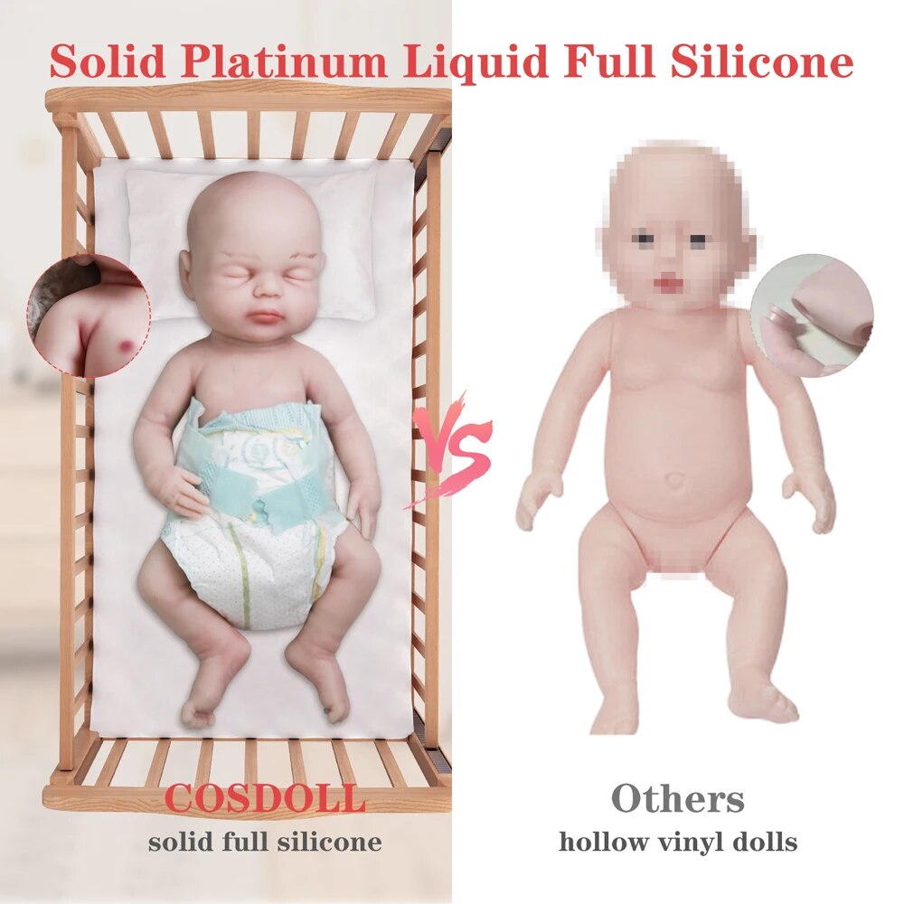 COSDOLL 39cm 1.75kg Full Body Silicone Reborn Dolls Eyes Closed Realistic Newbo image 6