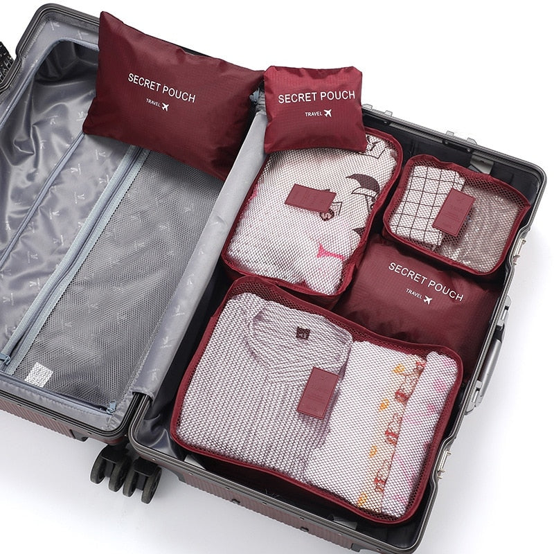 6 Pcs Travel Clothes Storage Waterproof Bags Portable Luggage Organizer Pouch P image 6