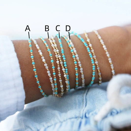 CCGOOD Natural Stone Beaded Bracelets Boho Summer Beach Style Gold Plated 18 K image 0
