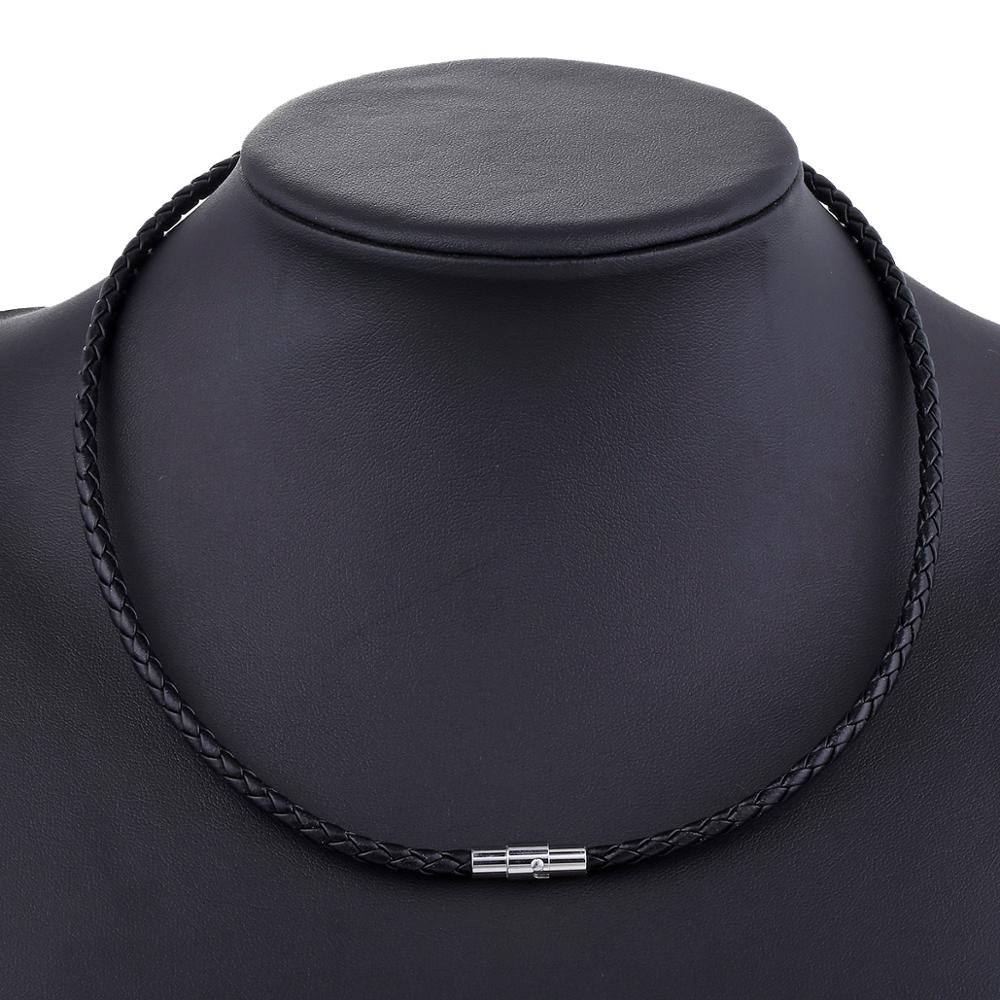 Men's Leather Choker Brown Black Braided Rope Chain Necklace For Men Boys Stain image 0