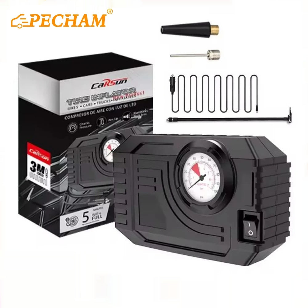 PECHAM Car Electric Air Pump Mini Tire Inflator 12V 100PSI 25L/Min Portable Air image 0