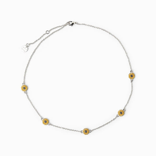 Bohemian Sunflower Necklace for Women Cute Gold Plated Enamel Daisy Choker Neck image 0