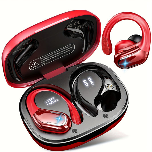 Wireless Earbuds For Running Sports Wireless Earphones With Earhooks, Dual-LED image 0