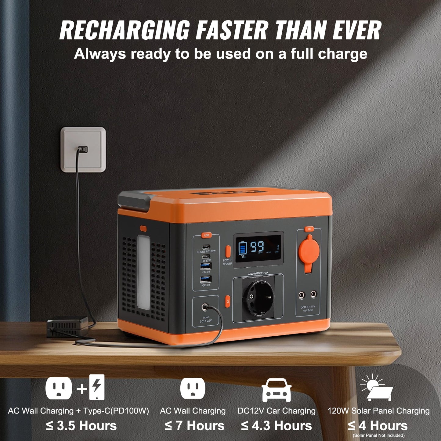 VEVOR Portable Power Station Solar Generator 296Wh 300W Pure Sine Wave Lithium image 2