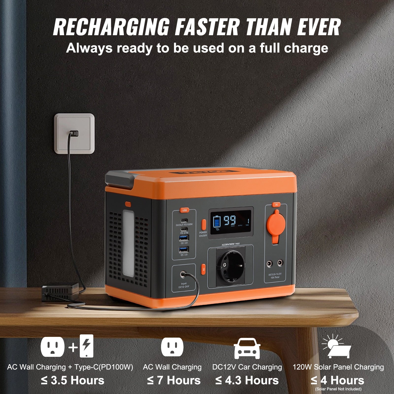 VEVOR Portable Power Station Solar Generator 296Wh 300W Pure Sine Wave Lithium image 2