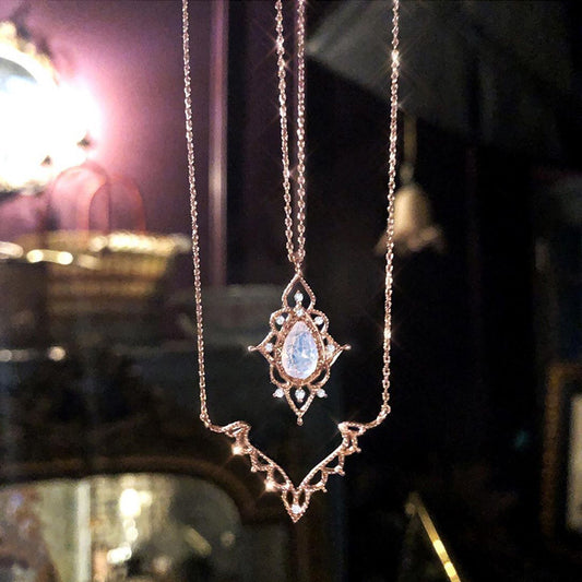 LAMOON Vintage Necklace For Women Zircon S925 Silver K Gold Plated Chain Weddin image 0