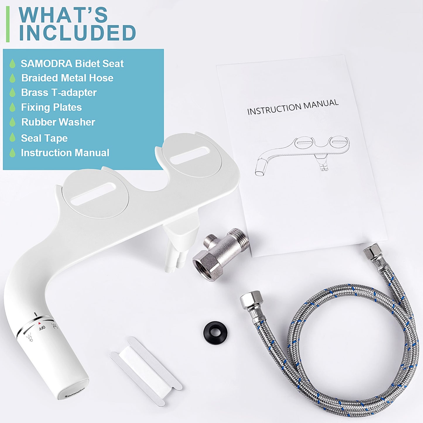 SAMODRA Bidet Attachment Ultra-Slim Toilet Seat Attachment Dual Nozzle Bidet Ad image 7