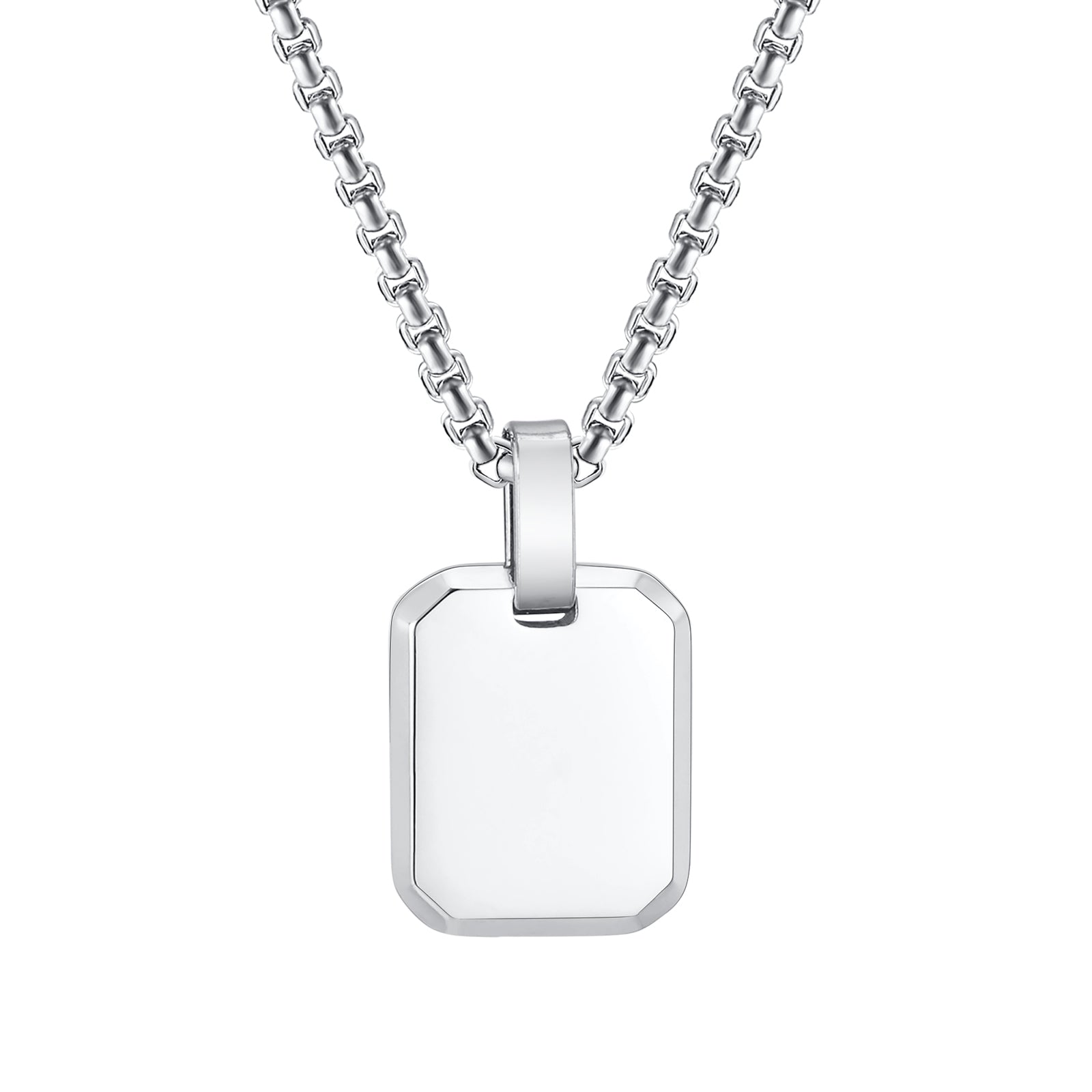 Engrave Square Necklace Personalized Tag ID Pendant, Stainless Steel Gold Plate image 2