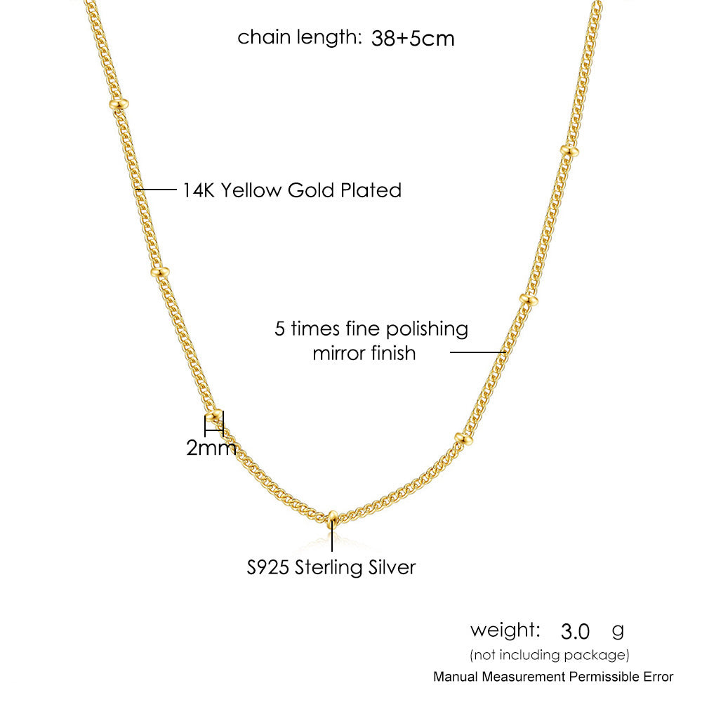 LAMOON 925 Sterling Silver Necklace For Women Gold Color Beads Chain Aesthetic image 7