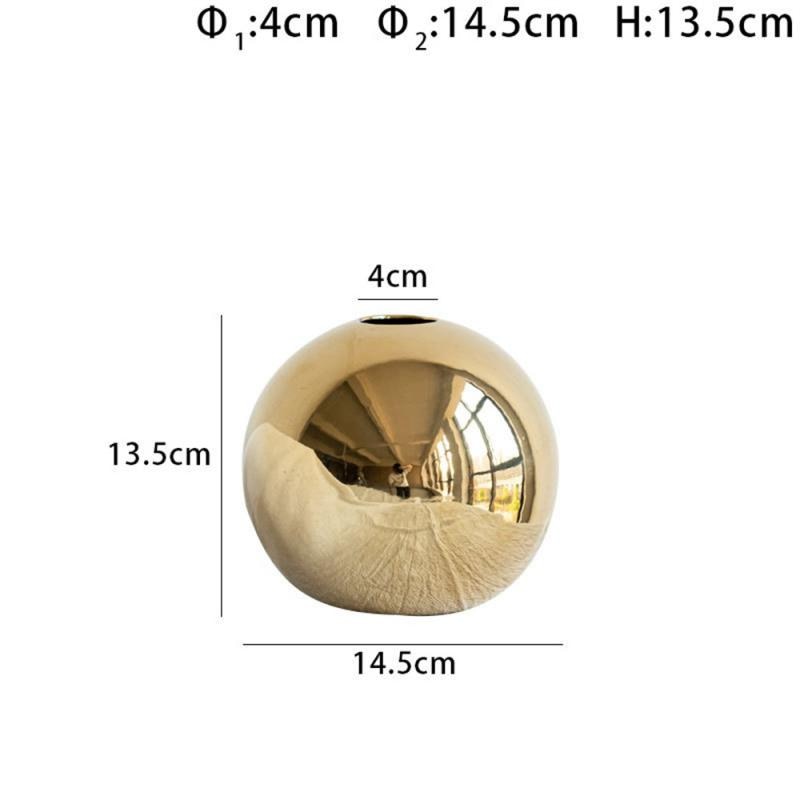 Nordic Sphere Electroplating Gold Golden Ceramic Vase Plating Golden Ball Ceram image 3