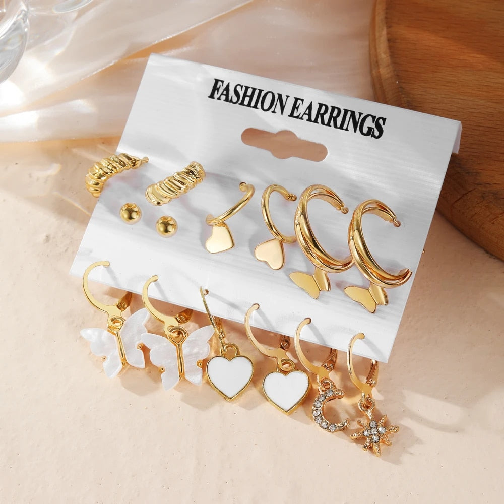 IPARAM Fashion Exaggerated Gold Color Metal Pearl Earrings for Women Geometric  image 17
