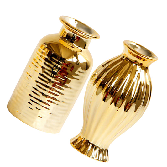 2 Pcs Floor Trim Small Golden Vase Window Flower Mini Vases Bulk Big Outdoor Eu image 0