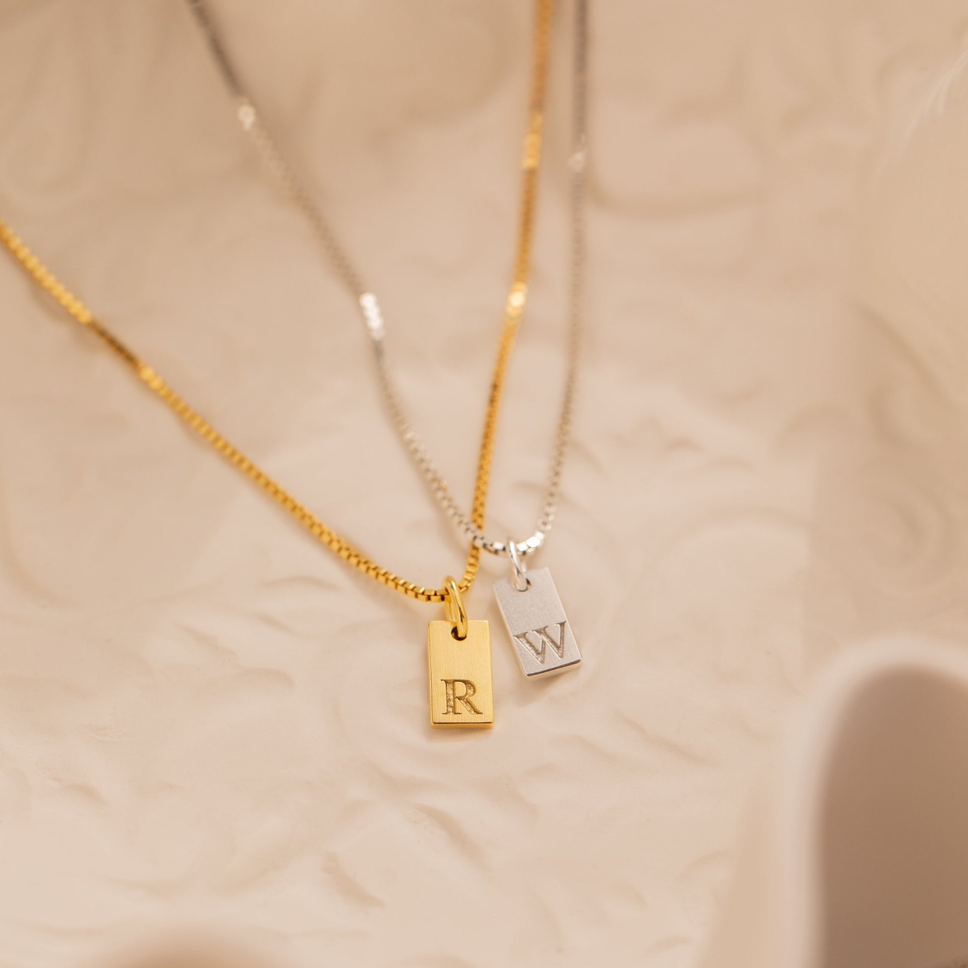 Fashion Initial Tag Necklace 18K Gold Plated Custom Etched Personalized Letter image 1