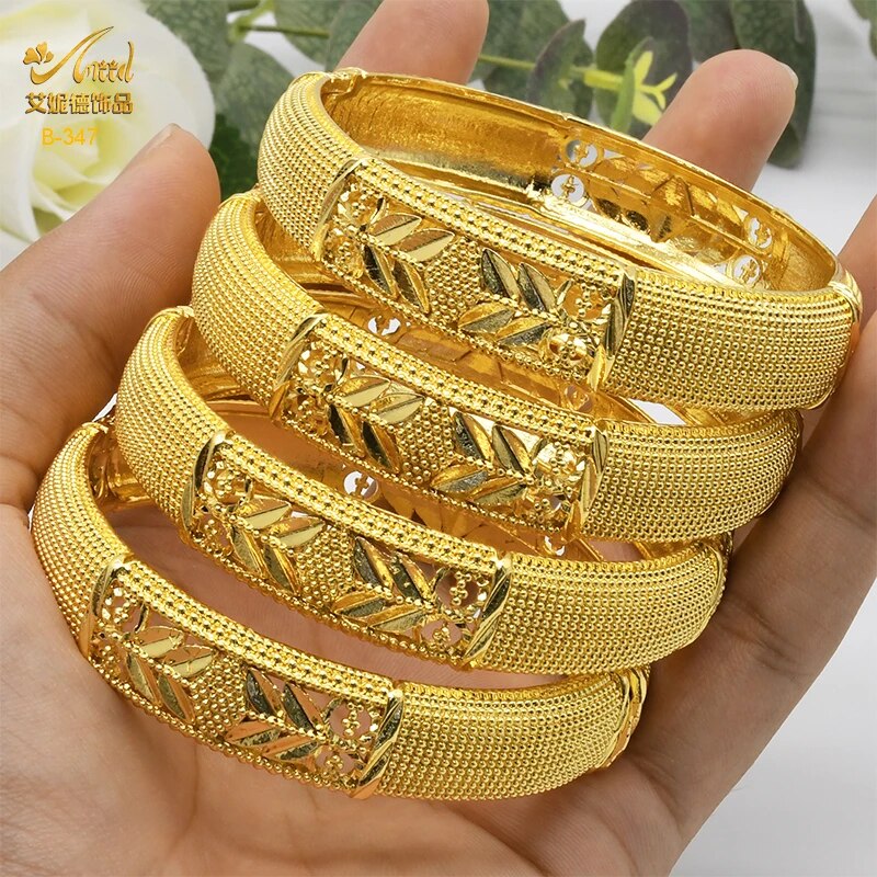 ANIID Dubai Bangles 24K Gold Color African Bracelet For Women Wholesale Designe image 27
